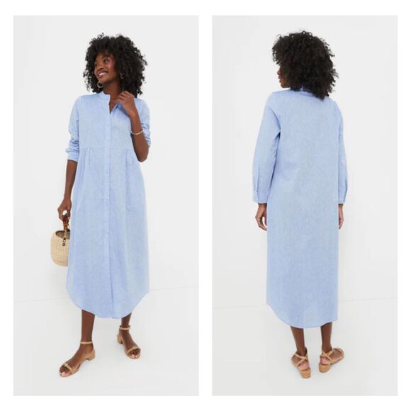 TUCKERNUCK Chambray Linen Lydell Maxi Dress, Sz XS - Picture 3 of 12